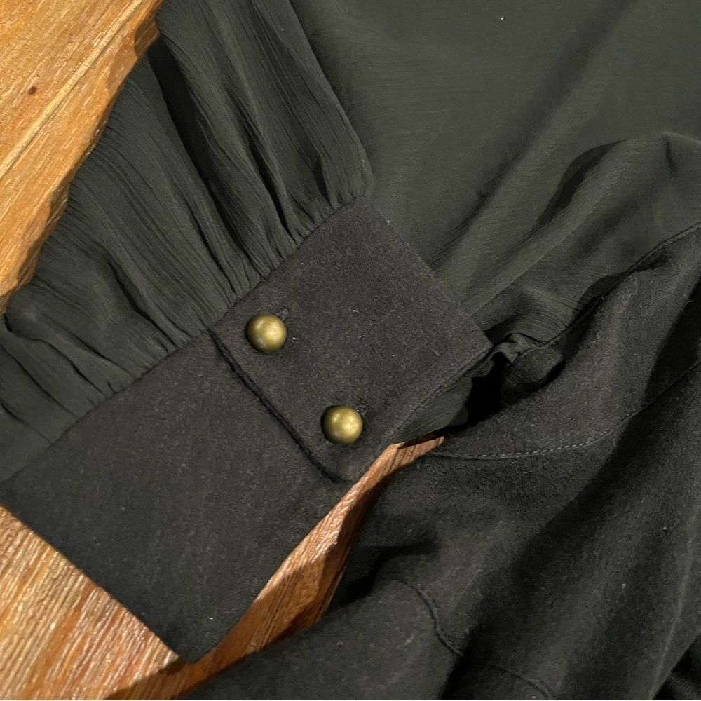 Akemi + Kin Anthropologie Black Layered Blouse Sheer Long Sleeve Small NWT - Picture 6 of 8